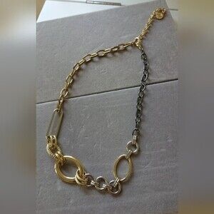 Anne Klein Gold Silver Tone Rhinestone chain Necklace